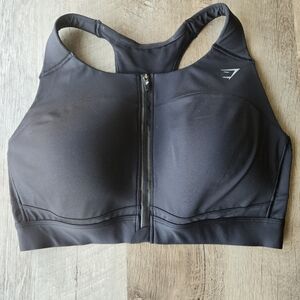 Gymshark Black Zip-Front Sports Bra